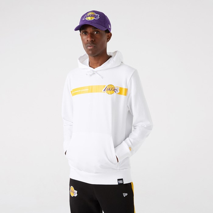 LA Lakers Team Logo Stripe Miesten Hupparit Valkoinen - New Era Vaatteet Myynti FI-789453